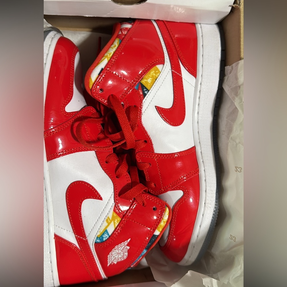 Nike Kids Red and White High-Top Sneakers